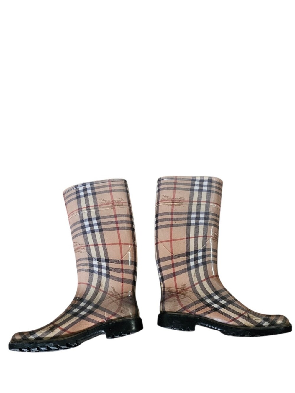 Burberry Plaid Check Tall Rain Boots Size 38 - Picture 8 of 12